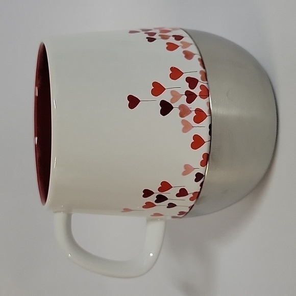 2007 Starbucks Coffee Mug, Red Heart Balloons Silver Metal Base, Valentine's Day - Picture 3 of 5